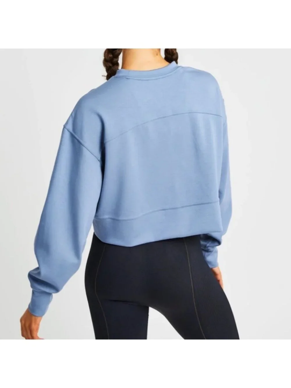 AYBL Oversized Cropped Jumper Sweatshirt Blue Small NWT